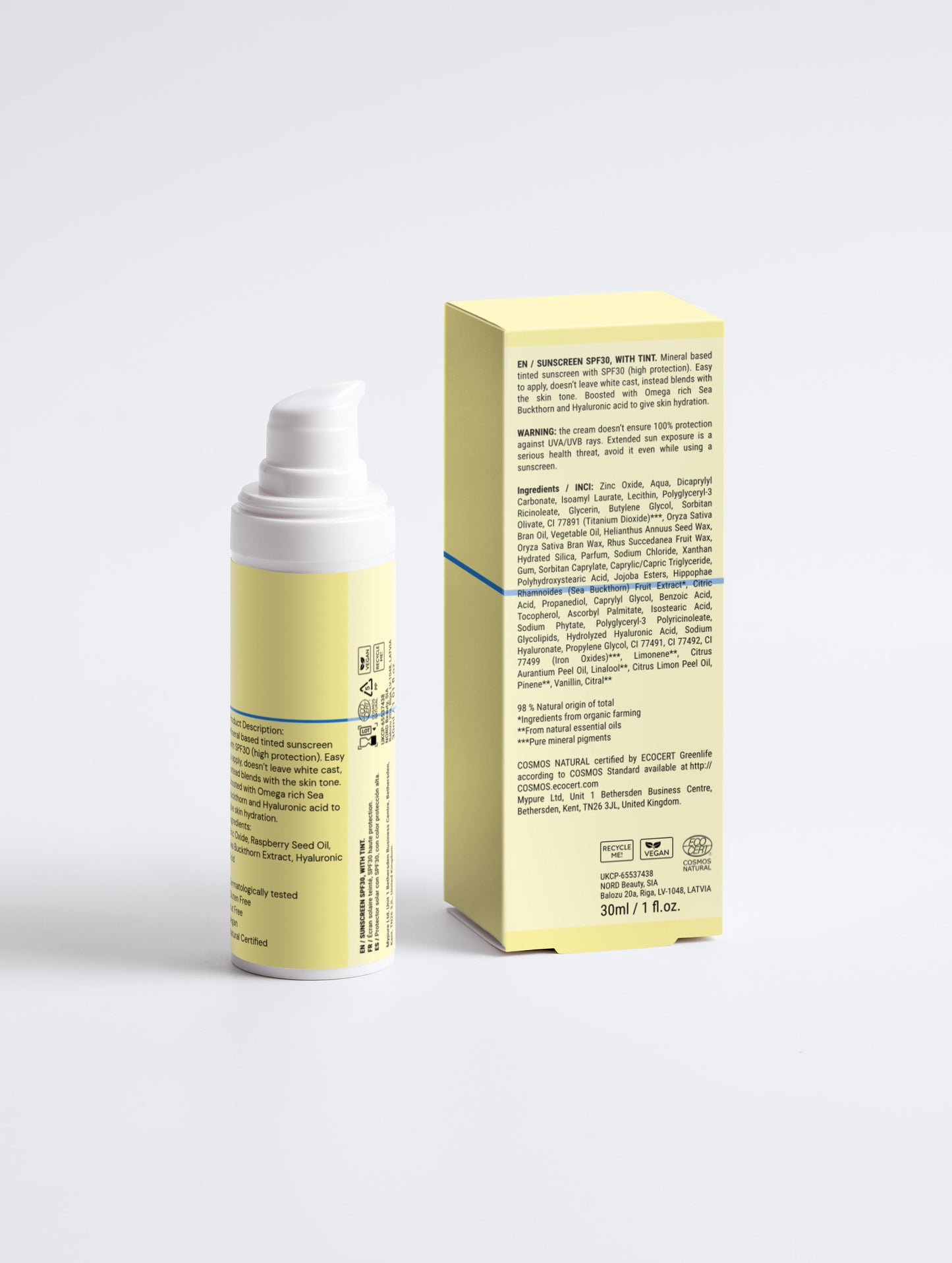 Sunscreen SPF30, with tint, 30ml