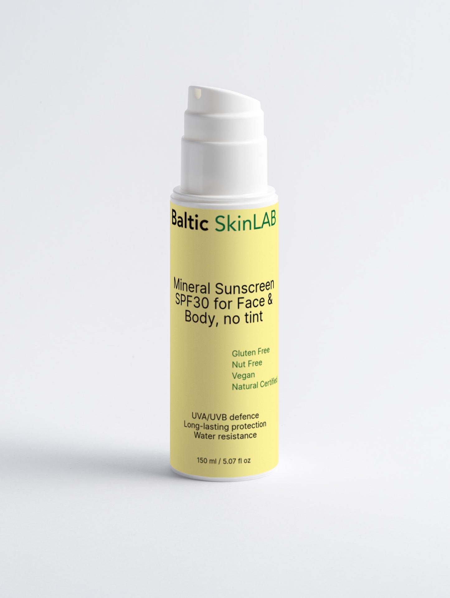 Mineral Sunscreen SPF30 for Face & Body, no tint, 150ml
